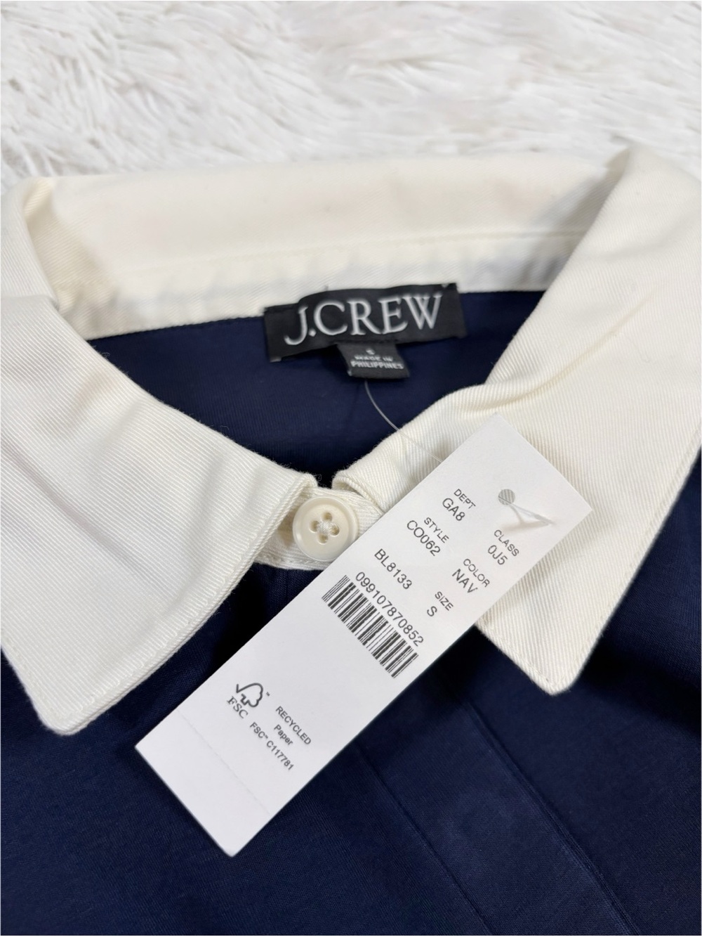 J Crew‎ NWT long sleeve Scuba-knit rugby sweatshirt oversized navy blue - Picture 10 of 12